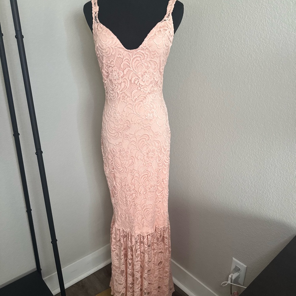 Bebe Pink Sleeveless V-Neck Maxi Gown